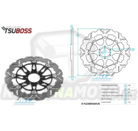 Kotouč brzdový plovovoucí nerezový (296/62/6D) - zubatý design - Honda CBR600F+CBR900RR+VFR800+XL1000V Varadero+GL1500+GL1800 Goldwing + Indian