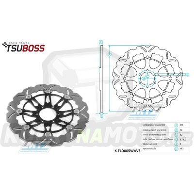 Kotouč brzdový plovovoucí nerezový (296/62/6D) - zubatý design - Honda CBR600F+CBR900RR+VFR800+XL1000V Varadero+GL1500+GL1800 Goldwing + Indian