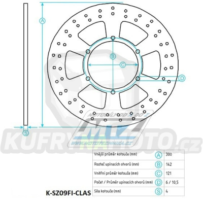 Kotouč brzdový (300/121/6D) - Suzuki DR650 / 91-96+DR800 Big S / 90-99