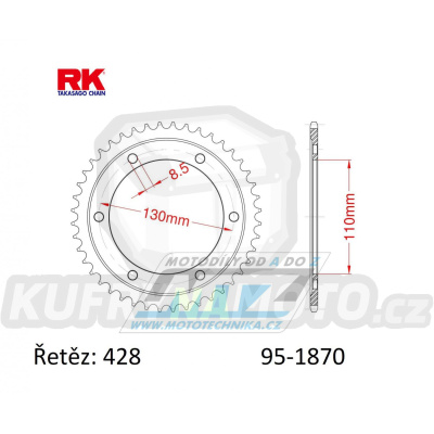 Rozeta ocelová (převodník) 1870-46zubů RK - Yamaha YBR250 / 07-11 + TZR125R / 93-96 + TZR125R (Germany) / 97-99