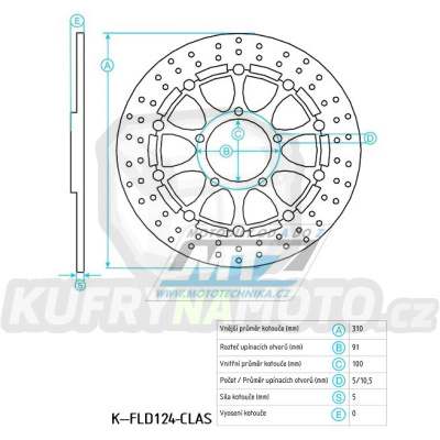 Kotouč brzdový nerezový (310/78/5D) - kulatý design - Triumph Bonneville865 + Bonneville865 SE + Speedmaster865