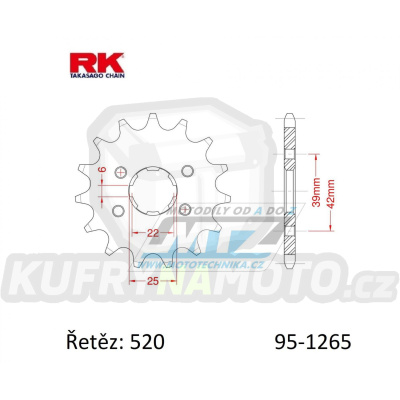 Kolečko řetězové (pastorek) 1265-14zubů RK - Honda XL250 / 76-81 + XL250 K1/K2 (USA) / 72-76