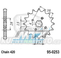 Kolečko řetězové (pastorek) 0253-14zubů MTZ - Honda C50 + CR50 + CR60 + CR80R + CRF110F + CF50 Chaly + MT50S + NSR50S + SS50Z + C70 + ST70 + XL75 + MBX80F + ATC70 + MTX75 + C90 Cub + Daytona 50 Sprinter