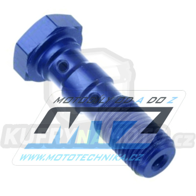 Šroub průtokový (šroub dutý) M10x1,0x33 hliníkový - dvojitý - barva modrá