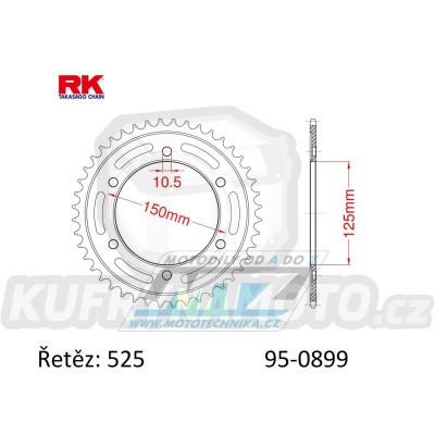 Rozeta ocelová (převodník) 0899-42zubů RK - KTM 950 Super Enduro R + 950 LC8 Adventure + 990 Adventure + 1050 Adventure + 1090 Adventure + 1190 Adventure + 1290 Superadventure