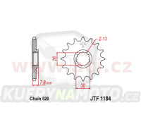 řetězové kolečko pro sekundární řetězy typu 520, JT (18 zubů)