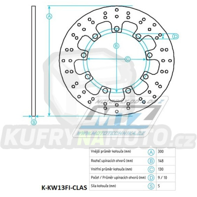 Kotouč brzdový  (300/130/9D) - Kawasaki KLE500 / 91-03