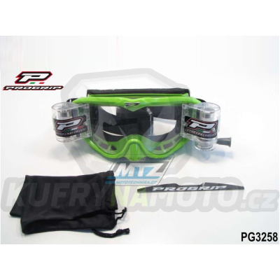 Brýle motokros Progrip 3258 Roll-Off Zoom+ XL - zelené