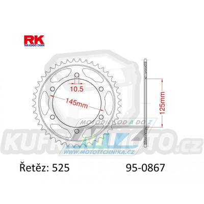 Rozeta ocelová (převodník) 0867-43zubů RK - Yamaha TDM850 / 91-01