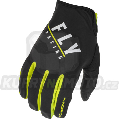 rukavice WINDPROOF, FLY RACING - USA (černá/HI-Vis)