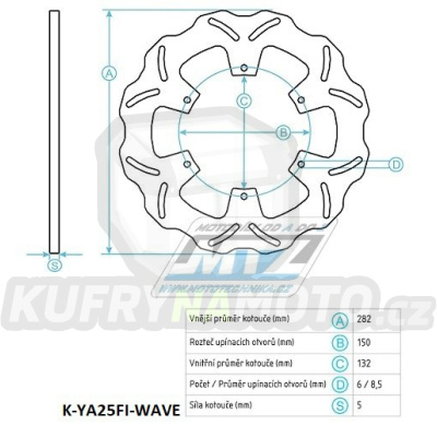 Kotouč brzdový nerezový (282/132/6D) - Yamaha TDR125 / 89+XT500E / 95+XP500T-MAX / 00-04+XT600E / 95-03+XTZ660Z Tenere / 91-99