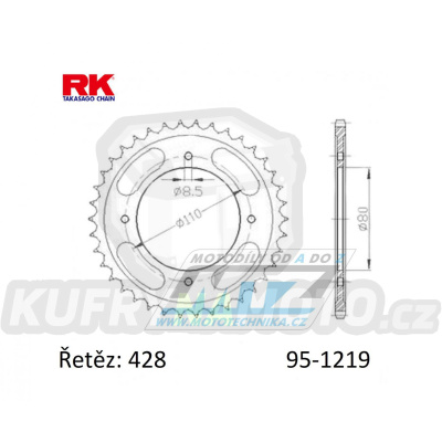 Rozeta ocelová (převodník) 1219-42zubů RK - Honda CBF125 / 09-14 + CBF125M