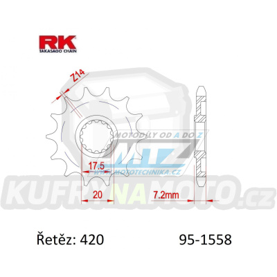 Kolečko řetězové (pastorek) 1558-14zubů RK - Yamaha YZ65 / 18-23