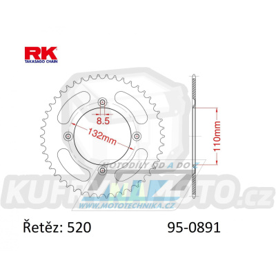 Rozeta ocelová (převodník) 0891-48zubů RK - KTM Freeride 250 / 14-15 + Freeride 250R / 14-17 + Freeride 350 / 12-17 + Freeride 250F / 18-20