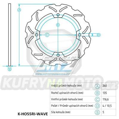 Kotouč brzdový (240/117/4D) - Honda CBF500 / 04-08+CB600F Hornet / 07-13+CBF600 / 04-07+CBF600N / 03-07CBF600S ABS / 03-07+CBF600S ABS / 03-07+CBR600F / 11-13+X-ADV750 / 17-19+CBF1000 / 06-11