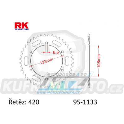 Rozeta ocelová (převodník) 1133-53zubů RK - Motor Hispania 50 RX + Peugeot 50 XR6 + Aprilia 50 RS+50 RS4+50 SX + Derbi 50 GPR Racing+50 GPR Nude+50 Senda SM DRD Racing+50 Senda SM X-treme+50 Senda SM Racing + Gilera 50 SMT