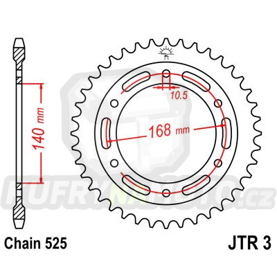 Řetězová rozeta BMW F 800 R 10,5 mm šrouby 2009-2020 41 zubů, řetěz 525 – akce