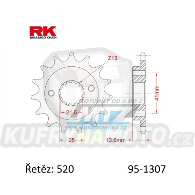 Kolečko řetězové (pastorek) 1307-15zubů RK - Honda XR650R + Kawasaki ZX6R Ninja + ZX6RR Ninja