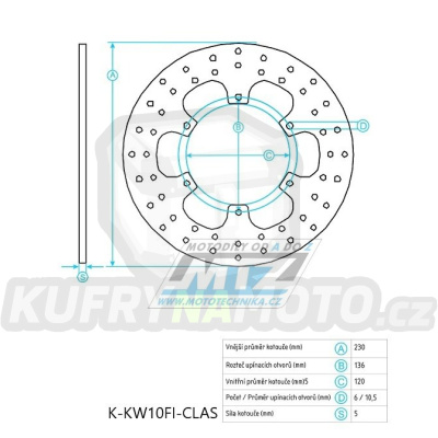 Kotouč brzdový (210/110/8D) - Kawasaki KMX125 / 86-03