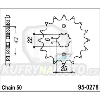 Kolečko řetězové (pastorek) 0278-15zubů MTZ - Honda CB250+CB350+CB360 + CB400+CB450+CB500 + CJ250T+CJ360 + CM400+CM450+CBX400F