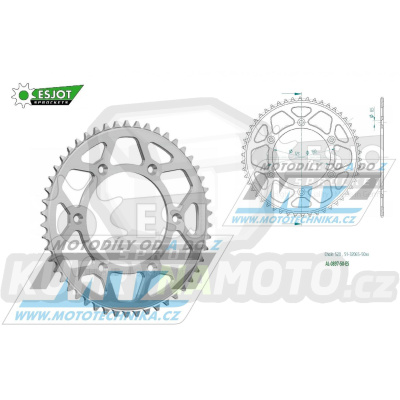 Rozeta řetězová (převodník) Dural 0897-50zubů ESJOT 51-32065-50 - barva stříbrná - KTM 125SX+ 250SXF+360EXC+400EXCF+300XC+450XCF+440MX+790 Adventure+620 EGS+690 Duke+125LC2 +350LC4+525SMR+690SMC + Husaberg TE250+FC350+FE450+FS450+ FX450 + Husqvarna F