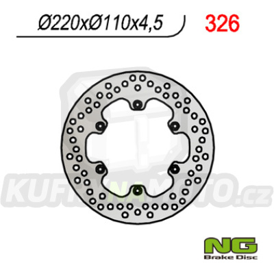 NG326 brzdový kotouč zadní APRILIA 125/350/600/650 (220x110x4,5) PEGASO 650 (91-00) 8435502403042  – akce