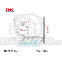 Rozeta ocelová (převodník) 1842-50zubů RK - Yamaha AG200 + DT125 + DT175 + TY125 + TY175 + TW125 + TW200 + XT125 + XT350 + YZ80