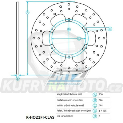 Kotouč brzdový (256/144/6D) - Honda NSS125Forza / 15-20+SH300i / 07-20