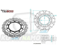 Kotouč brzdový plovovoucí nerezový (300/132/5D) zubatý desing - Yamaha MT03 320+YZFR3+FZ6 Fazer+XJ6 Diversion + YZF R6+MT03+MT09+XSR900