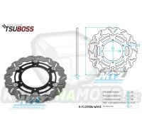 Kotouč brzdový nerezový (300/105/6D) - zubatý design - Aprilia Pegaso650 + BMW G650GS+G650X+F800GS