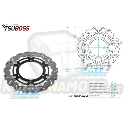 Kotouč brzdový nerezový (300/105/6D) - zubatý design - Aprilia Pegaso650 + BMW G650GS+G650X+F800GS