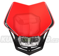 UNI přední maska včetně světla V-Face FULL LED, RTECH (červená/černá)