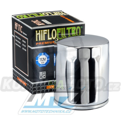 Filtr olejový HF171C (HifloFiltro) chromový - Buell 1200 + Harley Davidson FLD Switchback + FLDE Deluxe + FLFB Fat Boy + FLHT Electra Glide + FLHR Road King + FLHTK Ultra Limited + FLHX Street Glide + FLS Softtail Slim + FLST Heritage Softail...