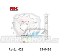 Kolečko řetězové (pastorek) 0416-14zubů RK - Yamaha DT125 + DT125MX + DT175 + DT175MX + YZ80 + RD125 + RD125DX + RD200DX + RS200 + TY125 + TY175 + Suzuki RM80 + RM85 + RM85L + TS100 + GT125