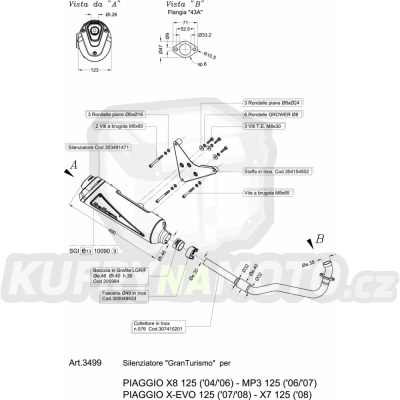 Výfuk Leo Vince Piaggio X8 125 2004 - 2006 GRANTURISMO LVKN737-3499