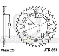 Řetězová rozeta YAMAHA YZ 125 1980-1980 52 zubů, řetěz 520 - akce