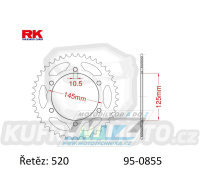 Rozeta ocelová (převodník) 0855-45zubů RK - Yamaha DT250 MX + MT03 + XJ600 S Diversion + XJ600N + XT660R + XT660 X Super Motard + XTZ660 Z Tenere + XTZ750 Super Tenere