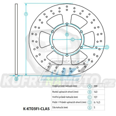 Kotouč brzdový (300/127/6D) - KTM 640 Adventure + 640 LC4+660L C4+400 LC4+620 LC4 + 660 Rally + 400 Enduro + 620 Enduro+690 Enduro + LC8 Adventure