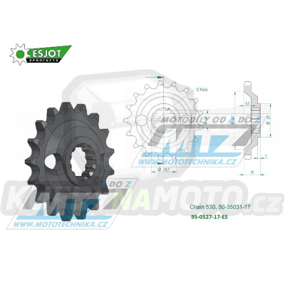 Kolečko řetězové (pastorek) 0527-17zubů ESJOT 50-35031-17 - Kawasaki ZX10 Tomcat