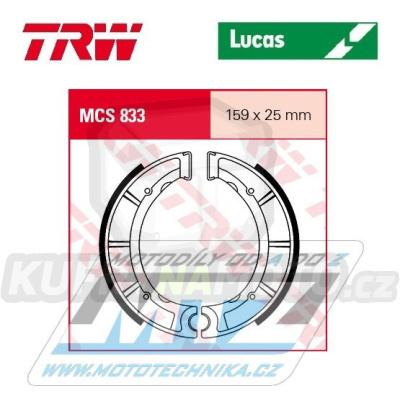 Brzdové obložení (brzdové pakny) TRW Lucas MCS833 - Yamaha YFB250 Timberwolf + YFM250 Bear Tracker + YFM350ER + YFM350UH, UJ, UK