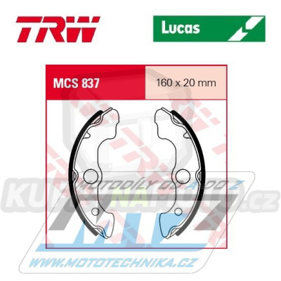 Brzdové obložení (brzdové pakny) TRW Lucas MCS837 - Honda TRX70 Fourtrax + TRX300FW Fourtrax + TRX350FE/FM Fourtrax + TRX350TE Fourtrax + TRX400FA Fourtrax Rancher AT + TRX400FW Fourtrax Foreman + TRX450ES Foreman + TRX450FM, FE Fourtrax Foreman...