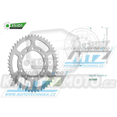 Rozeta řetězová (převodník) Dural 32029-49zubů ESJOT 51-32029-49 - Kawasaki Eliminator 500+Z500 / 24 + Suzuki GSXR1000 ABS 520 Conversion / 17-21