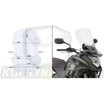 Givi D1121ST Kappa KD1121ST plexi čiré Honda CB 500 X (13-18), vxš490x350 mm, o 190 mm vyšší než originál  - akce