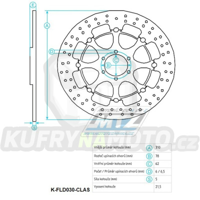 Kotouč brzdový plovovoucí (310/62/6D) kulatý desing - Honda CBR900RR Fireblabe / 98-99 + CB1300 / 97-00