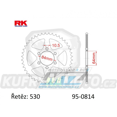 Rozeta ocelová (převodník) 0814-44zubů RK - Suzuki GS400 + GS425 + GS450 + GS550 + GSX400 + GT380 + GT500 + GT550