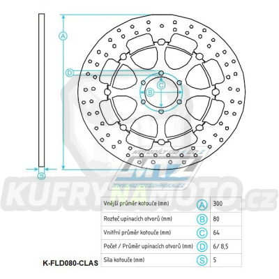 Kotouč brzdový plovovoucí nerezový (300/64/6D) kulatý desing - Ducati Monster620+Multistrada620+Monster695 / 06-08 + Monster800 / 05-06