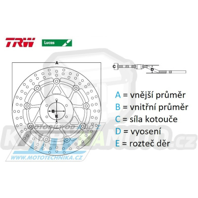 Kotouč brzdový TRW MST472 () - Honda CB125R / 18 + CB300R / 18-