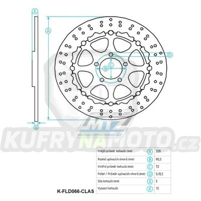 Kotouč brzdový plovovoucí (320/72/5D) kulatý desing - Ducati 749+821Hypermotard+848+899Panigale + 959Panigale+999Biposto+999 + 1000Monster+1100Monster+1200Monster