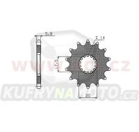 řetězové kolečko pro sekundární řetězy typu 520, SUNSTAR (14 zubů)