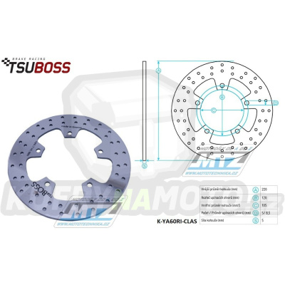 Kotouč brzdový (220/105/5D) - MBK150Thunder / 01 + Yamaha Maxster 125 / 01-04 + Maxster 150 / 02-04